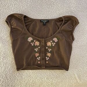 Betsey Johnson Brown Floral Crop Top